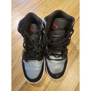 Nike Sneakers Shoes 554725-096 Air Jordan 1 Mid Shadow Grey and Black Size 4.5Y